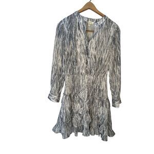 See U Soon Semi Sheer Smocked Waist‎ Long Sleeve Dress Sz XS